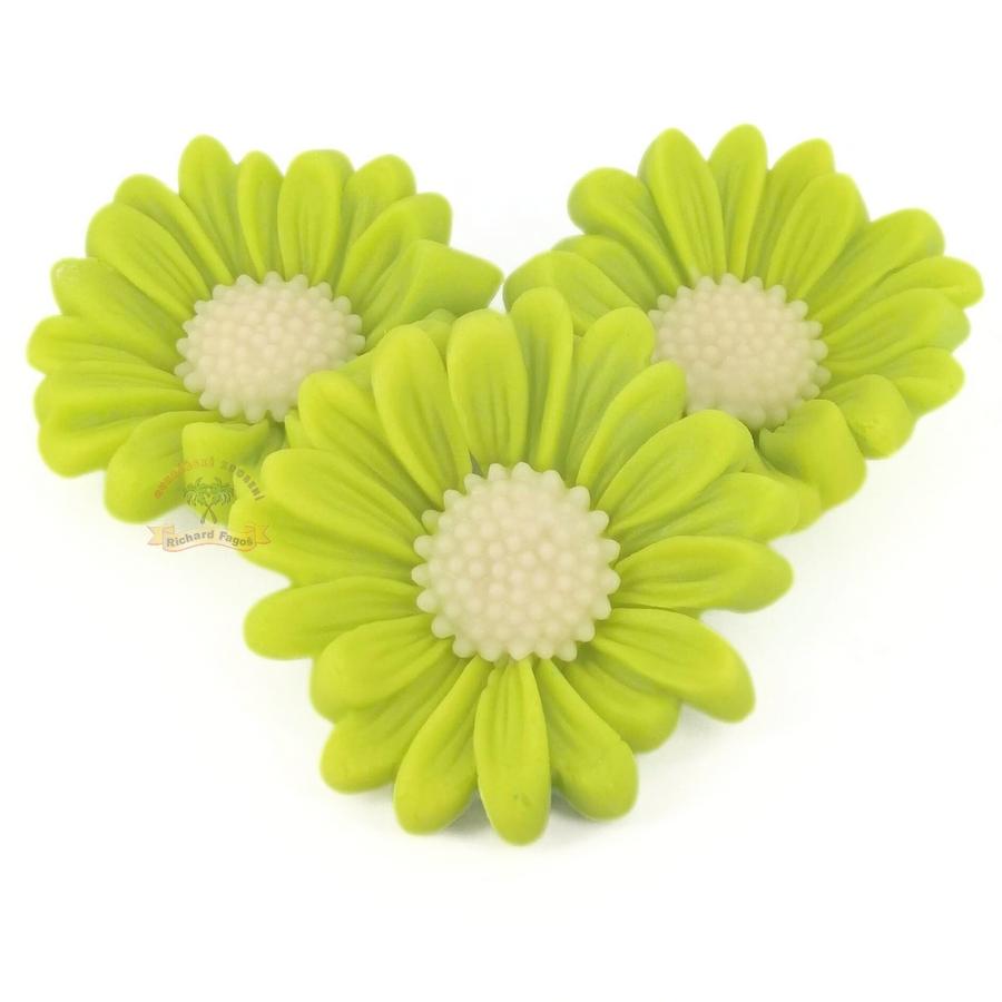 Modelované květy gerbera limetkově zelená nová