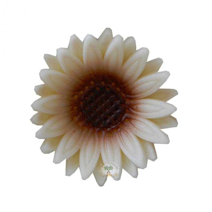 Modelované květy - Gerbera bílá s hnědým stříkaným středem