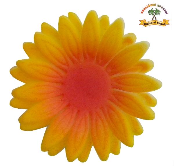 Modelované květy gerbera žluto-červená stříkaná