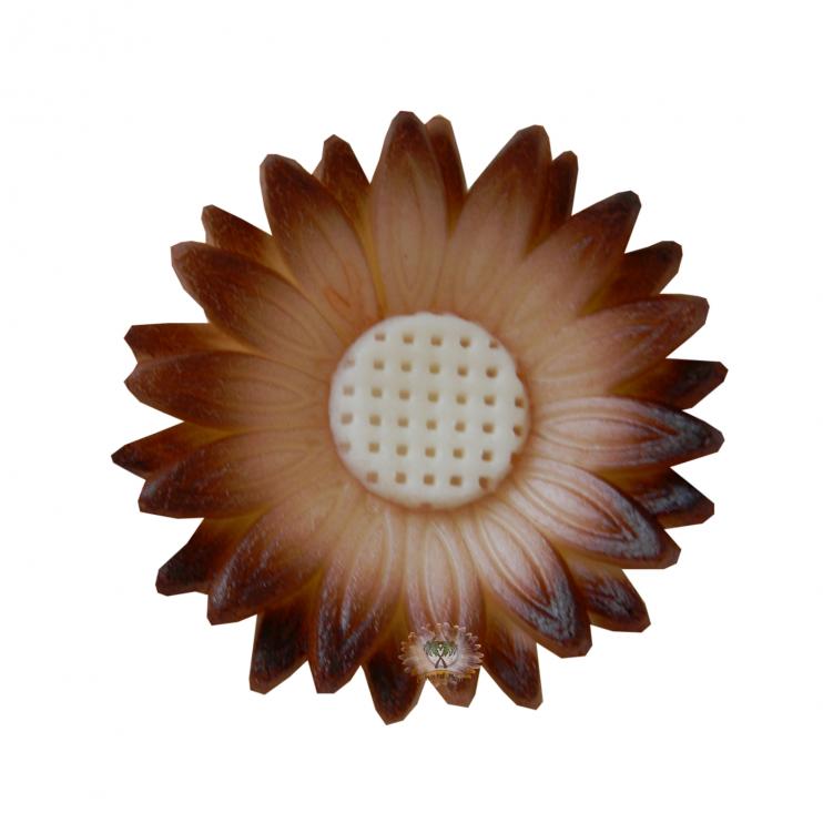 Modelované květy - Gerbera stříkaná hnědá s bílým středem