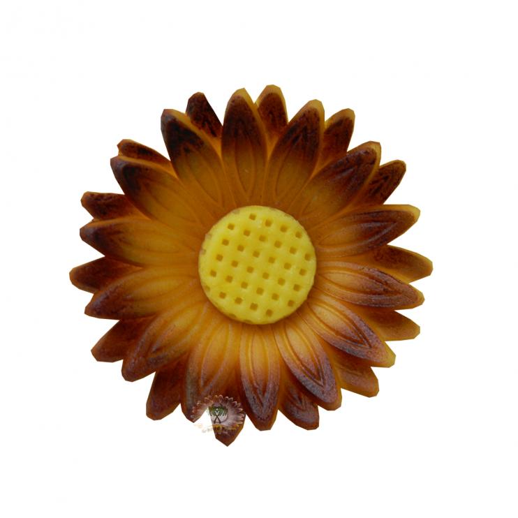 Modelované květy - Gerbera stříkaná hnědá se žlutým středem