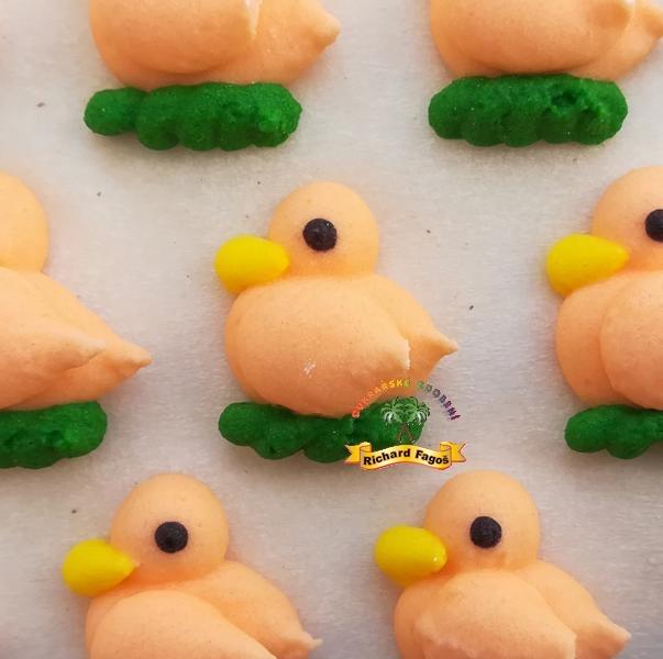 Velikonoční cukrové ozdoby - Platíčko 3 Kačenky oranžové